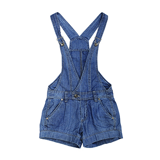 image of denim overall shorts